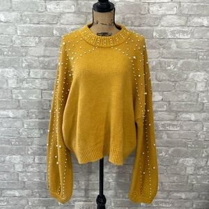 ACOA Puff Sleeve Pearl Sweater